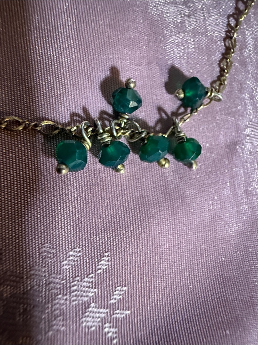 14 karat gold filled and green gemstone, handmade necklace